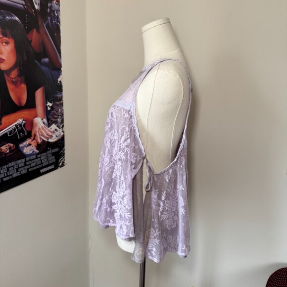 Free People Light Lavender Lacey Tank Top Blouse - Picture 5 of 11